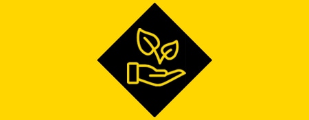 Symbol für Nachhaltigkeit in den Farben Gelb und Schwarz
